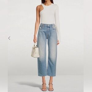 Mother the Ditcher crop wide leg in light medium wash